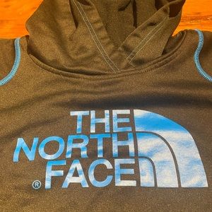 Youth north face hoodie, black and blue, size XL 18 to 20